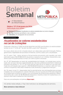 Imagem da notícia BOLETIM SEMANAL Nº 57 - 13 DE JANEIRO DE 2026